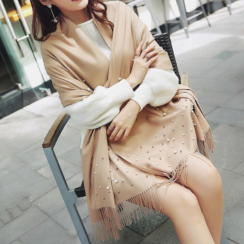 Esarfa din casmir cu perle