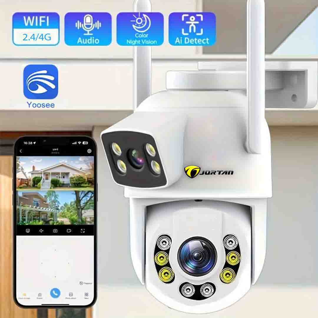 Camera de Supraveghere JORTAN 9697 cu 2 Camere 4MP Wireless PTZ IP - Viziune Clară și Siguranță Maximă, Zi și Noapte