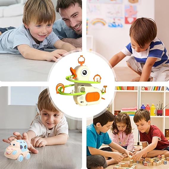 Jucărie Tobogan Rață - Jucărie Drăguță cu Pista de Rațe, LED și Muzică | Jucărie Electrică Educațională pentru Copii (3+ Ani)