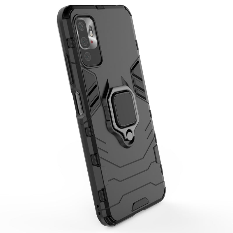 Husă Ring Armor cu suport și protecție robustă pentru Xiaomi Redmi Note 10 5G / Poco M3 Pro - Neagră