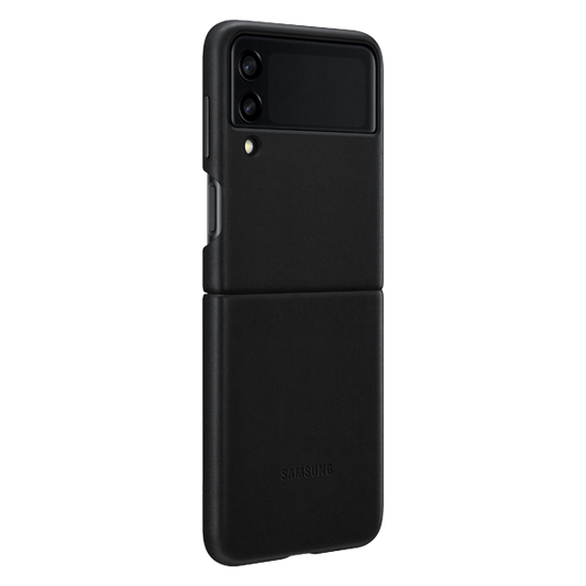 Husă originală din piele Samsung Leather Cover pentru Galaxy Z Flip3 - neagră