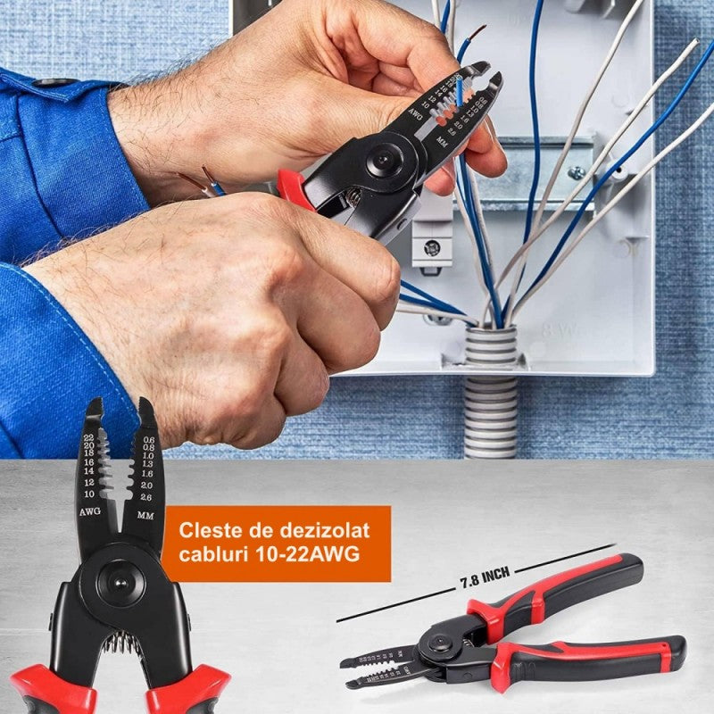 Set Multifuncțional 5 în 1 SJP-8029 – Patent, Dezizolat, Clește, Sertizat, Foarfecă