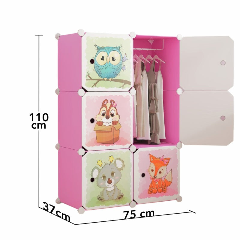 Dulap Modular pentru Camera Copiilor, 6 Uși, 110x74x37cm