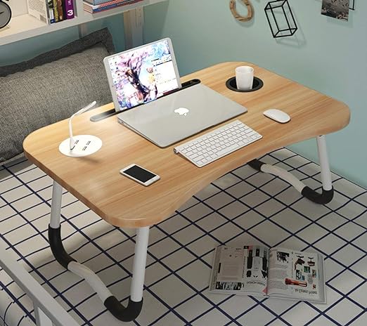 Masuta pliabila pentru laptop sau tableta, cu suport, bej