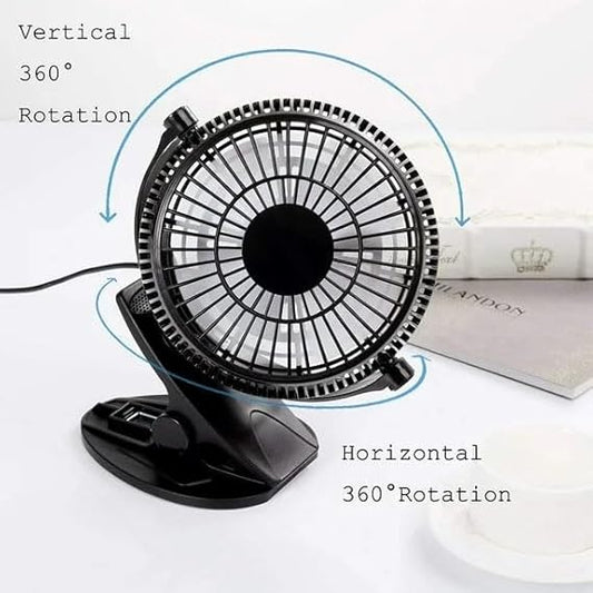 Mini Ventilator USB cu Acumulator și Clips, 3 Viteze, 18cm