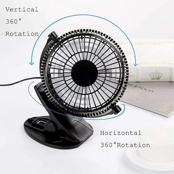 Mini Ventilator USB cu Acumulator și Clips, 3 Viteze, 18cm