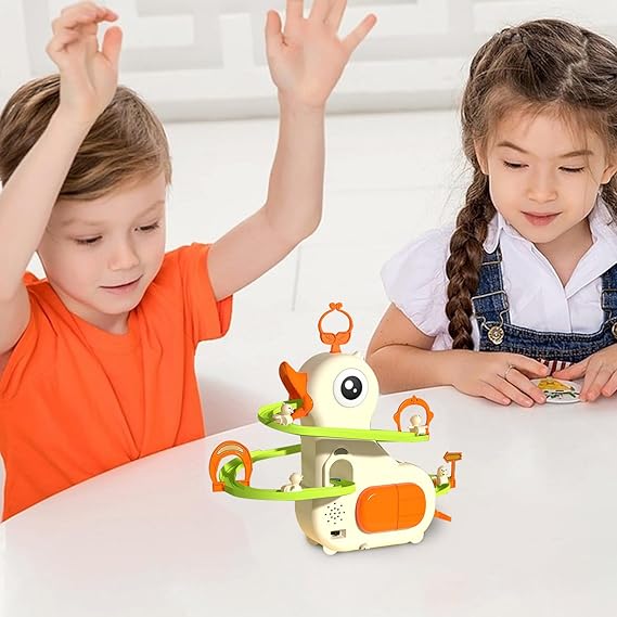 Jucărie Tobogan Rață - Jucărie Drăguță cu Pista de Rațe, LED și Muzică | Jucărie Electrică Educațională pentru Copii (3+ Ani)