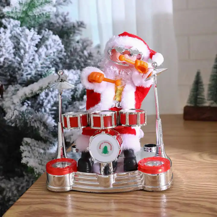 Jucărie Muzicală Interactivă - Moș Crăciun Cântă la Tobe, 20x17x13cm