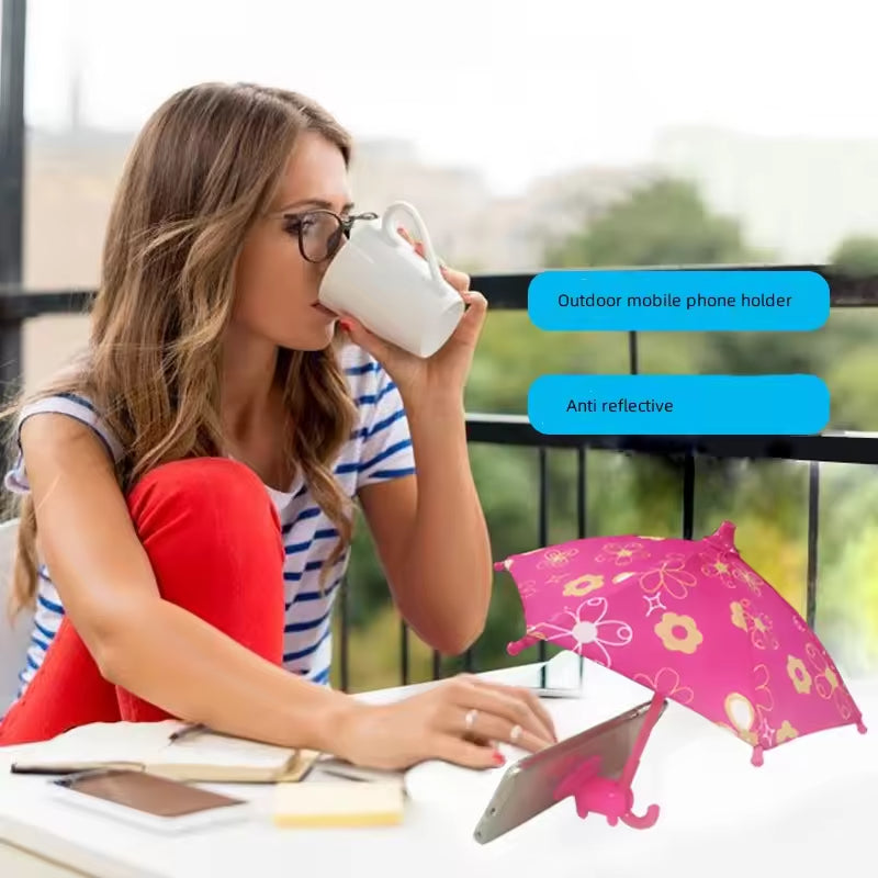 Mini Umbrelă pentru Telefon, Laptop, Tableta, cu Suport de Prindere cu Ventuză