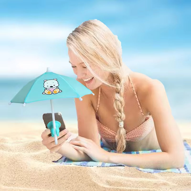 Mini Umbrelă pentru Telefon, Laptop, Tableta, cu Suport de Prindere cu Ventuză