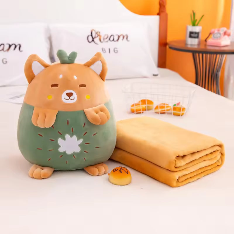 Pernă de pluș cu păturică și buzunare pentru mâini - Confort și Distracție pentru Copii!