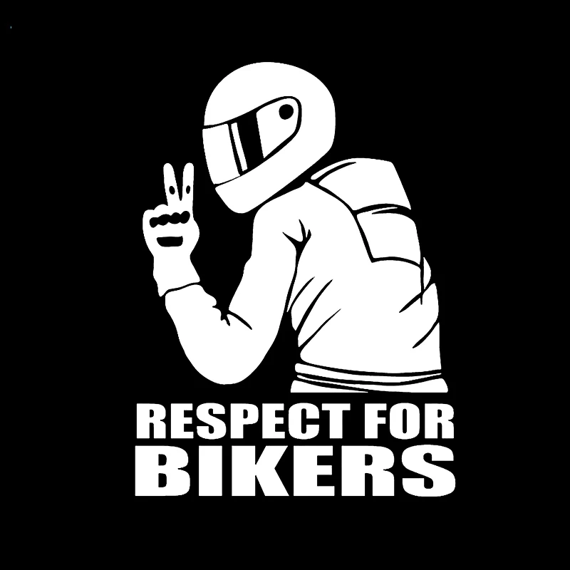 Sticker autoadeziv pentru vehicule Off Road, model "Respect For Bikers", dimensiune 17 x 12 cm, culoare Alba-1