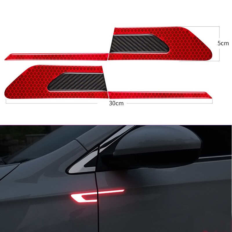Set 2 stickere reflectorizante BUMERANG cu insertie Carbon 5D, culoare Rosie-0