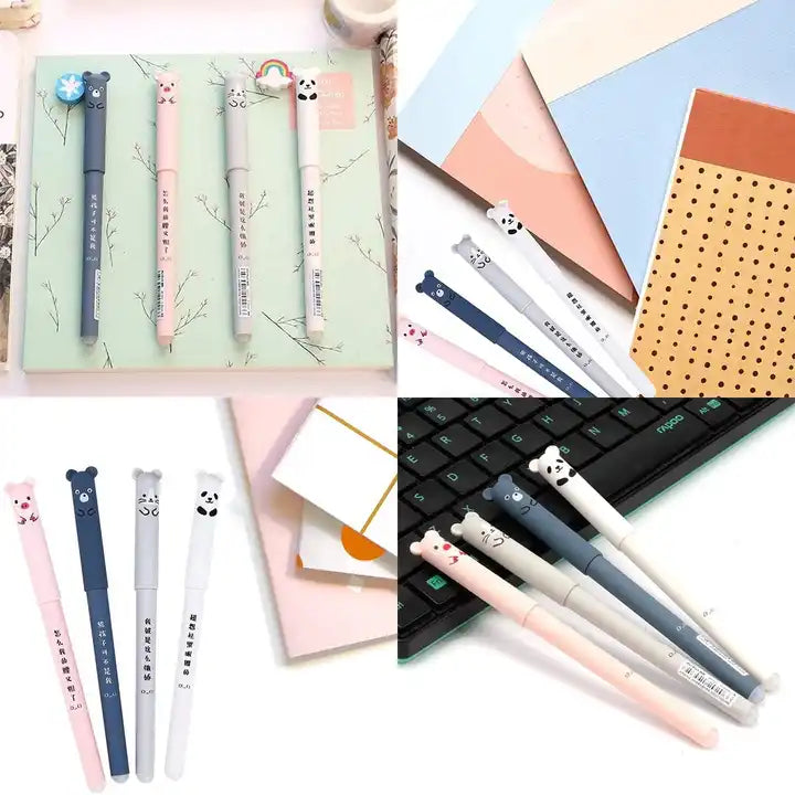 Set 4 Pixuri cu Cerneală Care Se Șterge - Model Animaluțe cu Urechiușe