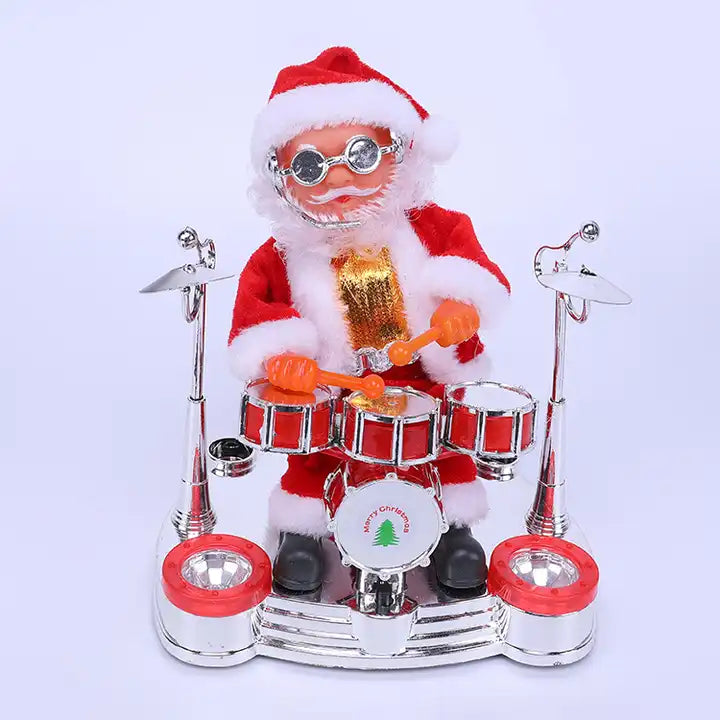 Jucărie Muzicală Interactivă - Moș Crăciun Cântă la Tobe, 20x17x13cm