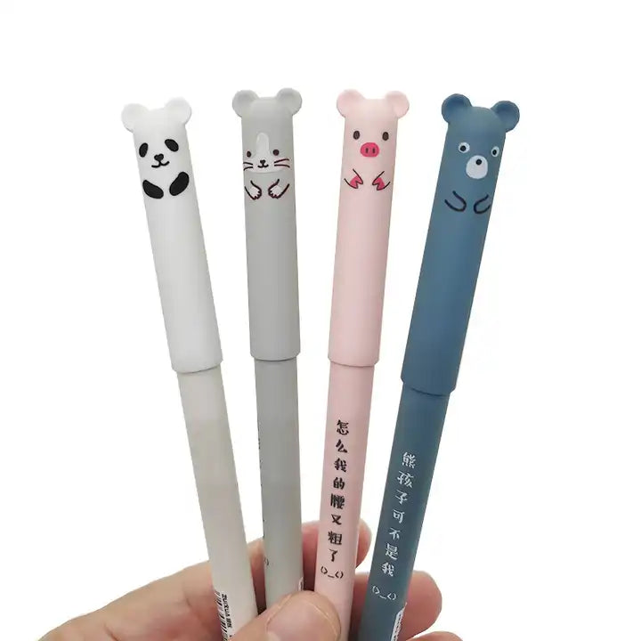 Set 4 Pixuri cu Cerneală Care Se Șterge - Model Animaluțe cu Urechiușe