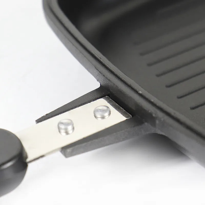 Tigaie dubla grill 36x24x7.5 cm ceramica marmorata, inchidere magnetica, garnitura din silicon, non-stick