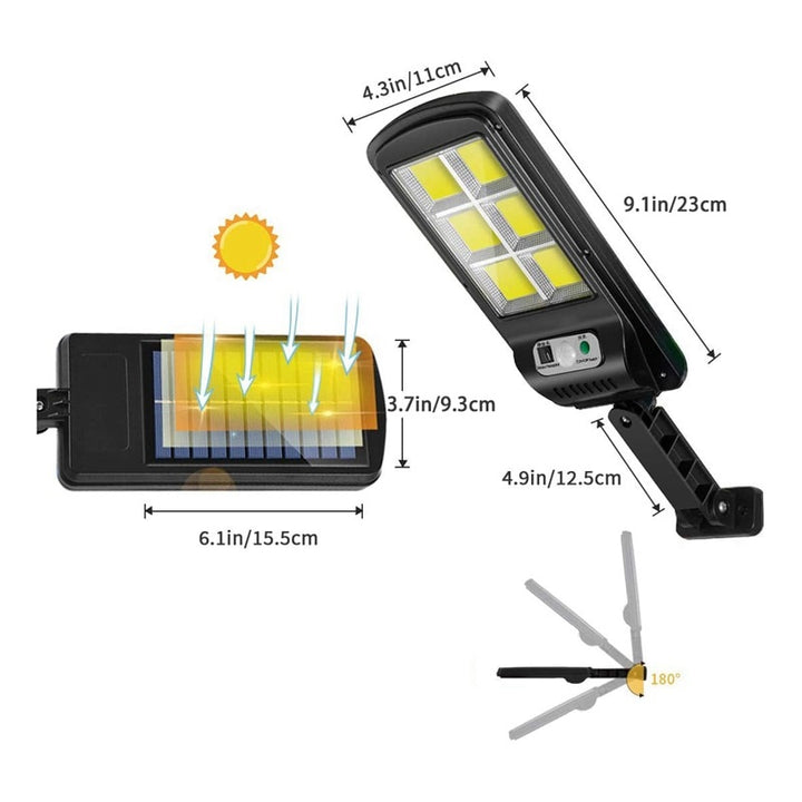 Set x2 Lampa cu Incarcare Solara 150W, 160 LED-uri COB, telecomanda