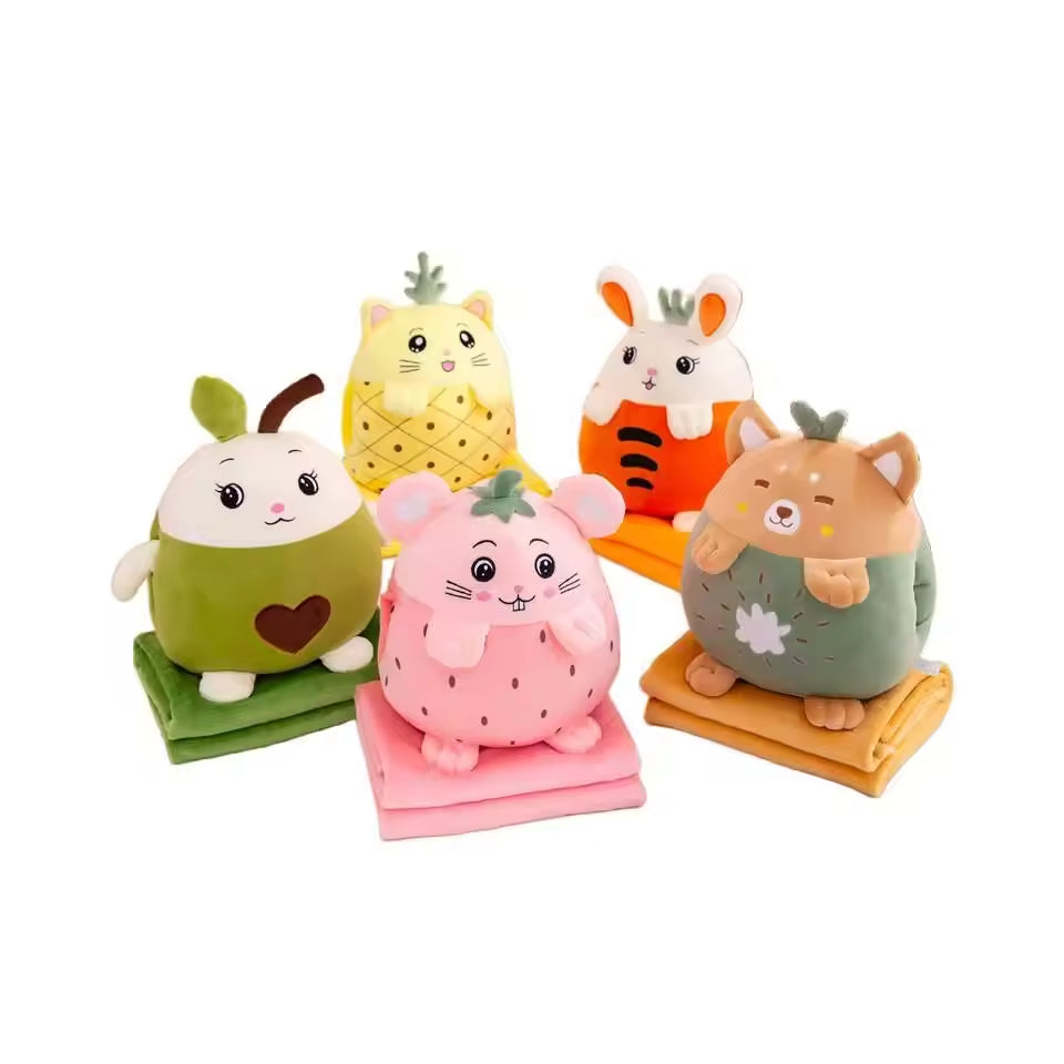 Pernă de pluș cu păturică și buzunare pentru mâini - Confort și Distracție pentru Copii!