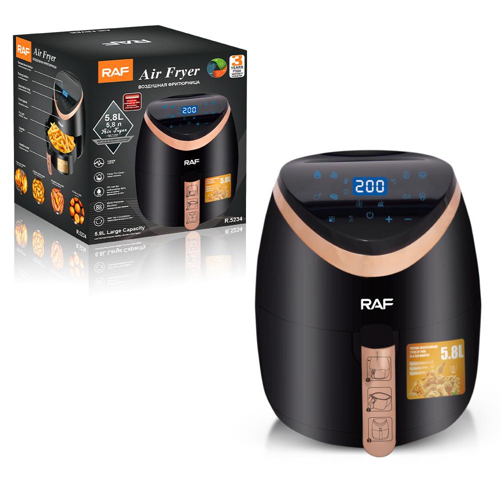 Air Fryer Deluxe RAF 5234 Capacitate 6L, 2400W, Circulație Aer 360°, Touch Screen