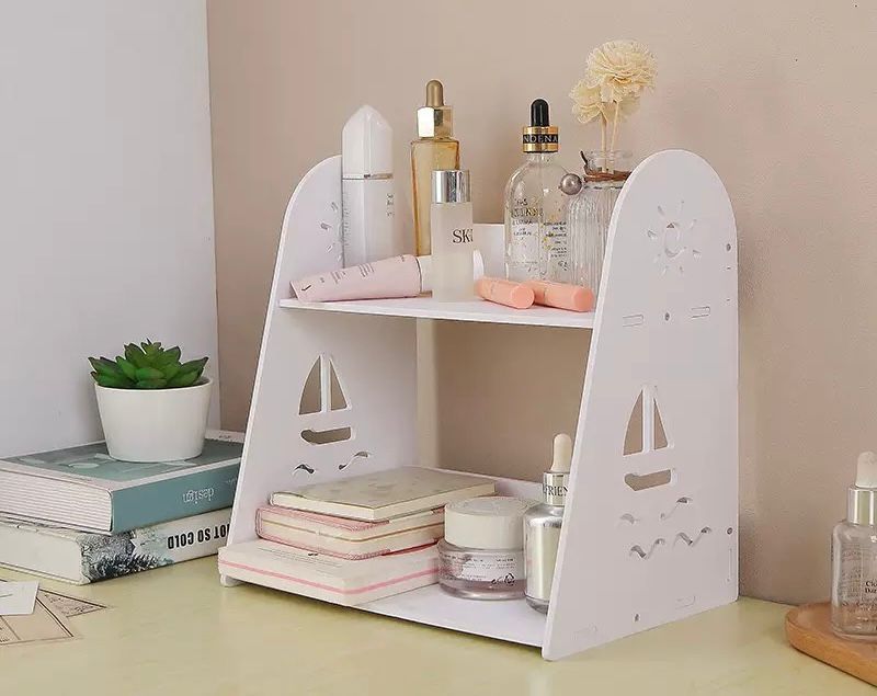 Suport de Birou Organizator pentru Machiaje, Parfumuri și Rechizite – 29x19x29 cm, cu 2 Polițe