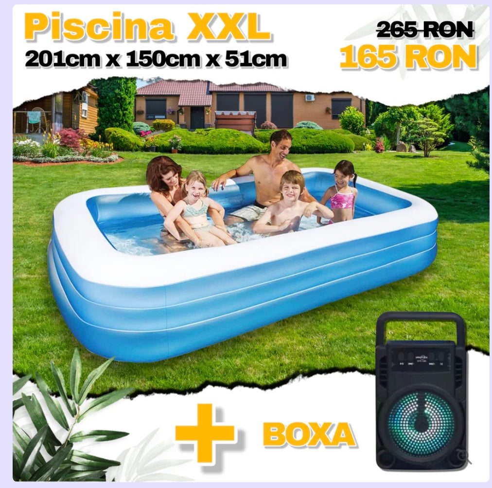 Oferta 3in1: Piscina Gonflabila XXL + Hamac + Boxa Portabila