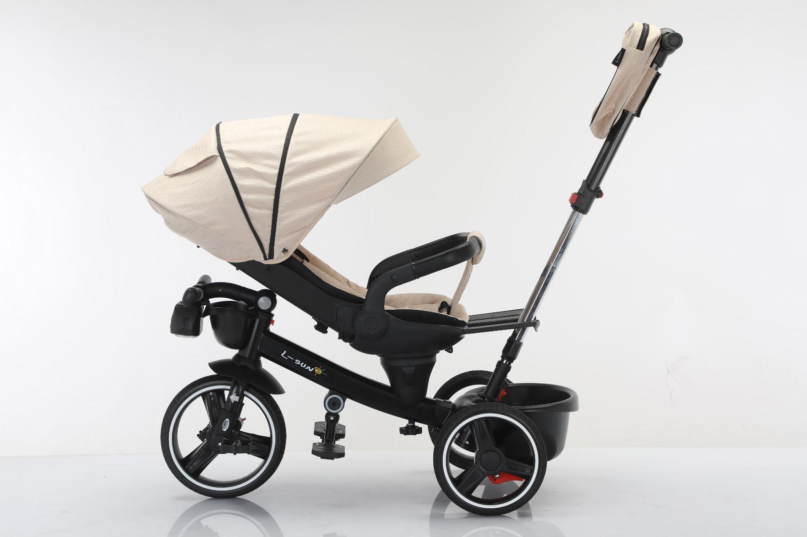 Tricicleta reversibila, evolutiva, cu pozitie de somn, roata cauciuc, cu lumini si muzica, SL06