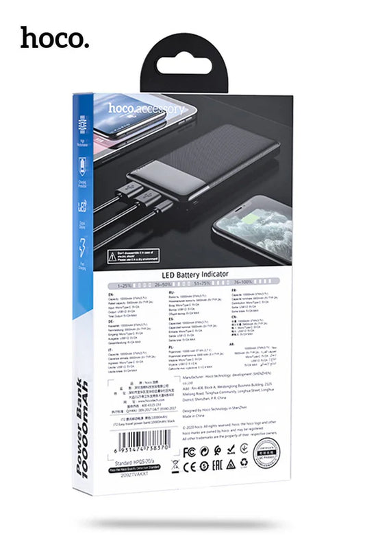 Baterie Externă Hoco J72 10000mAh cu Încărcare Rapidă