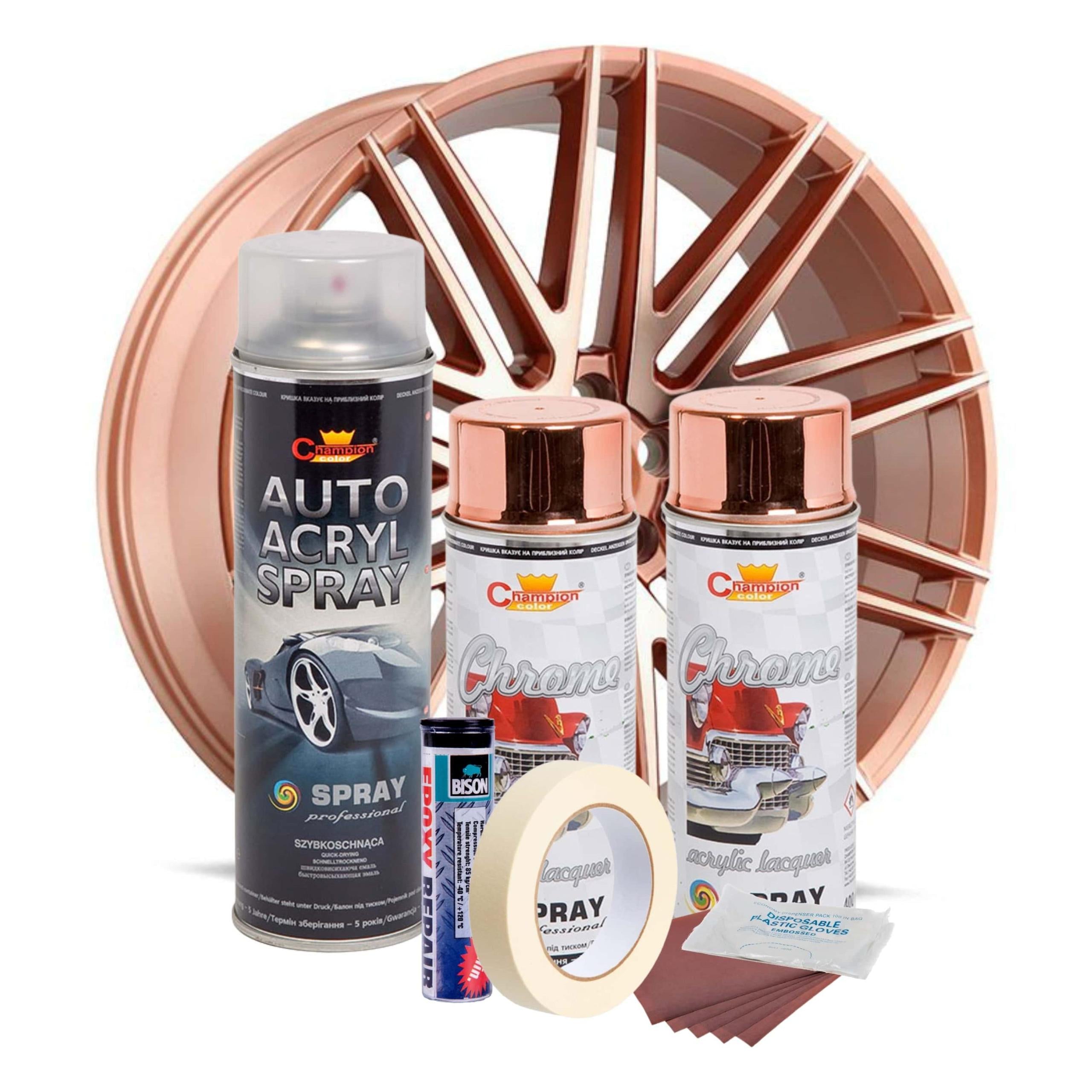 Kit complet reparatie si vopsire jante culoare Cupru Metalic, V2-1