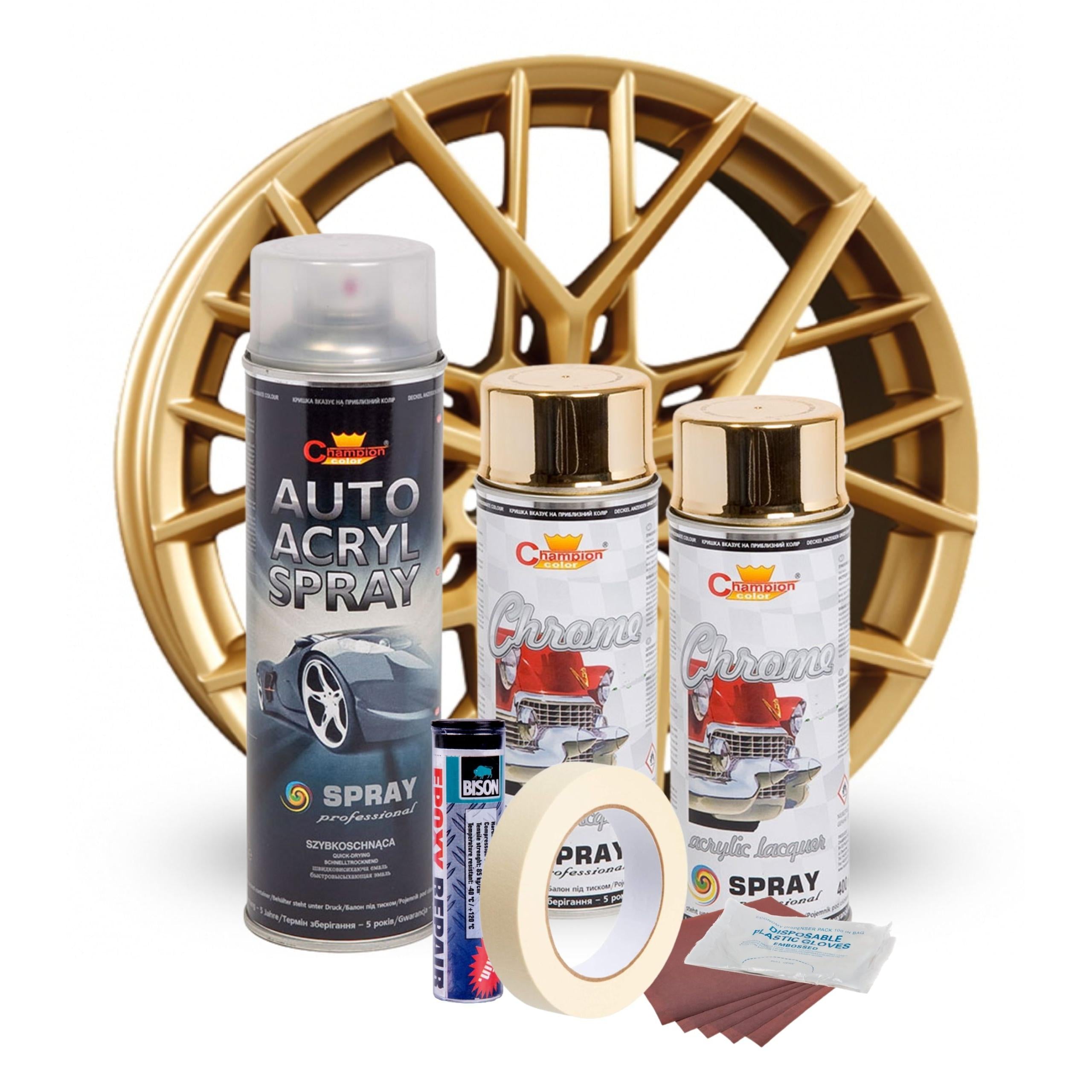 Kit complet reparatie si vopsire jante culoare Auriu Metalic, V2-1