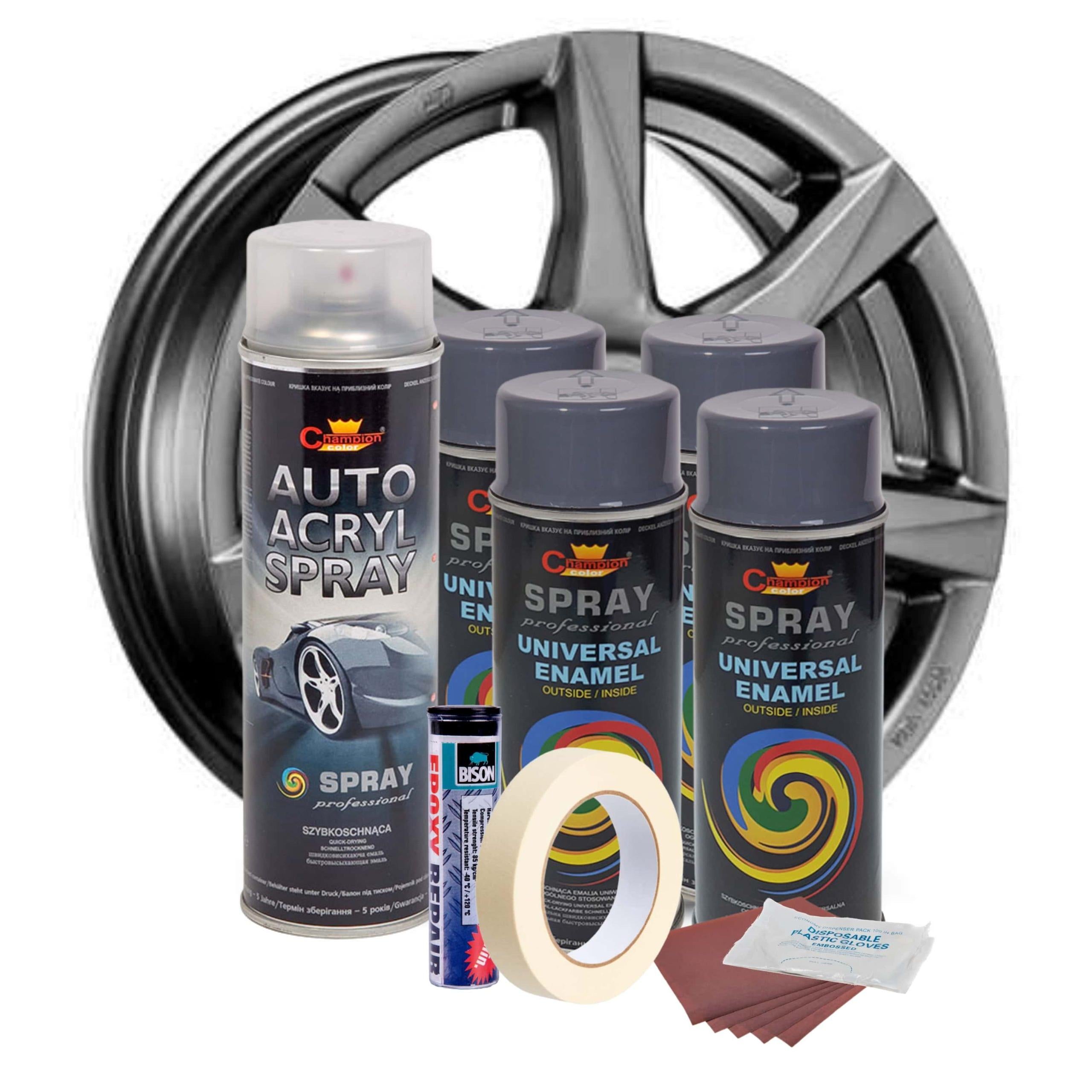 Kit complet reparatie si vopsire jante culoare Gri Inchis, V4-1