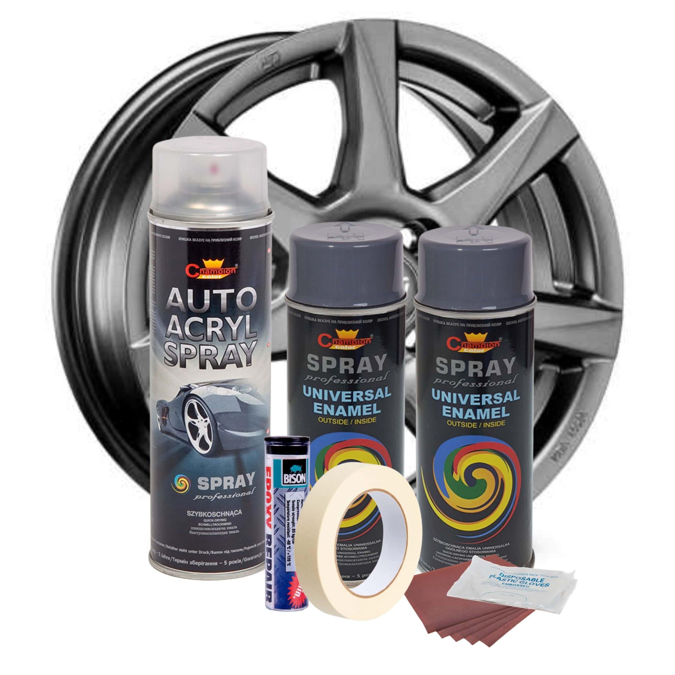 Kit complet reparatie si vopsire jante culoare Gri Inchis, V2-1