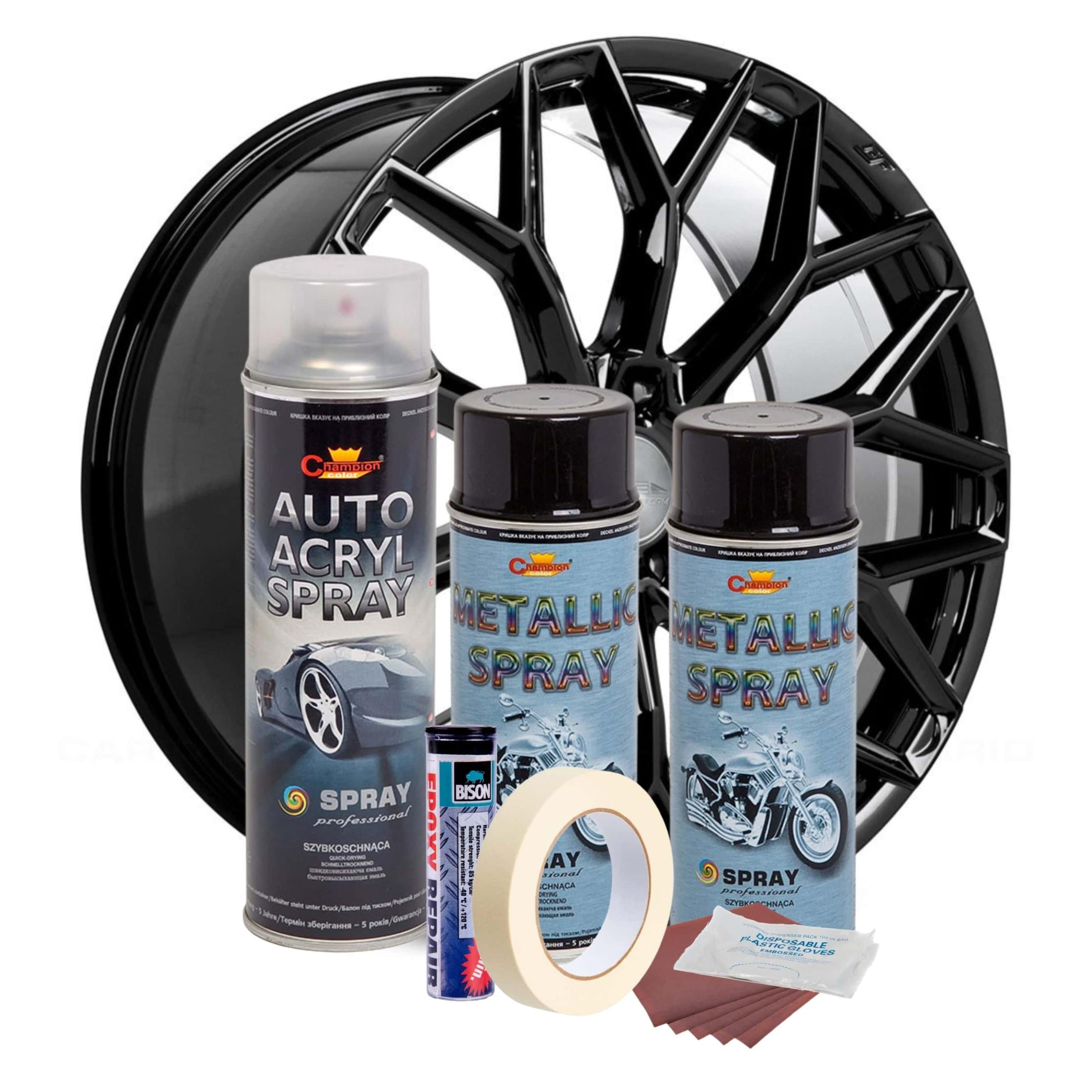 Kit complet reparatie si vopsire jante culoare Negru Metalizat, V2-1