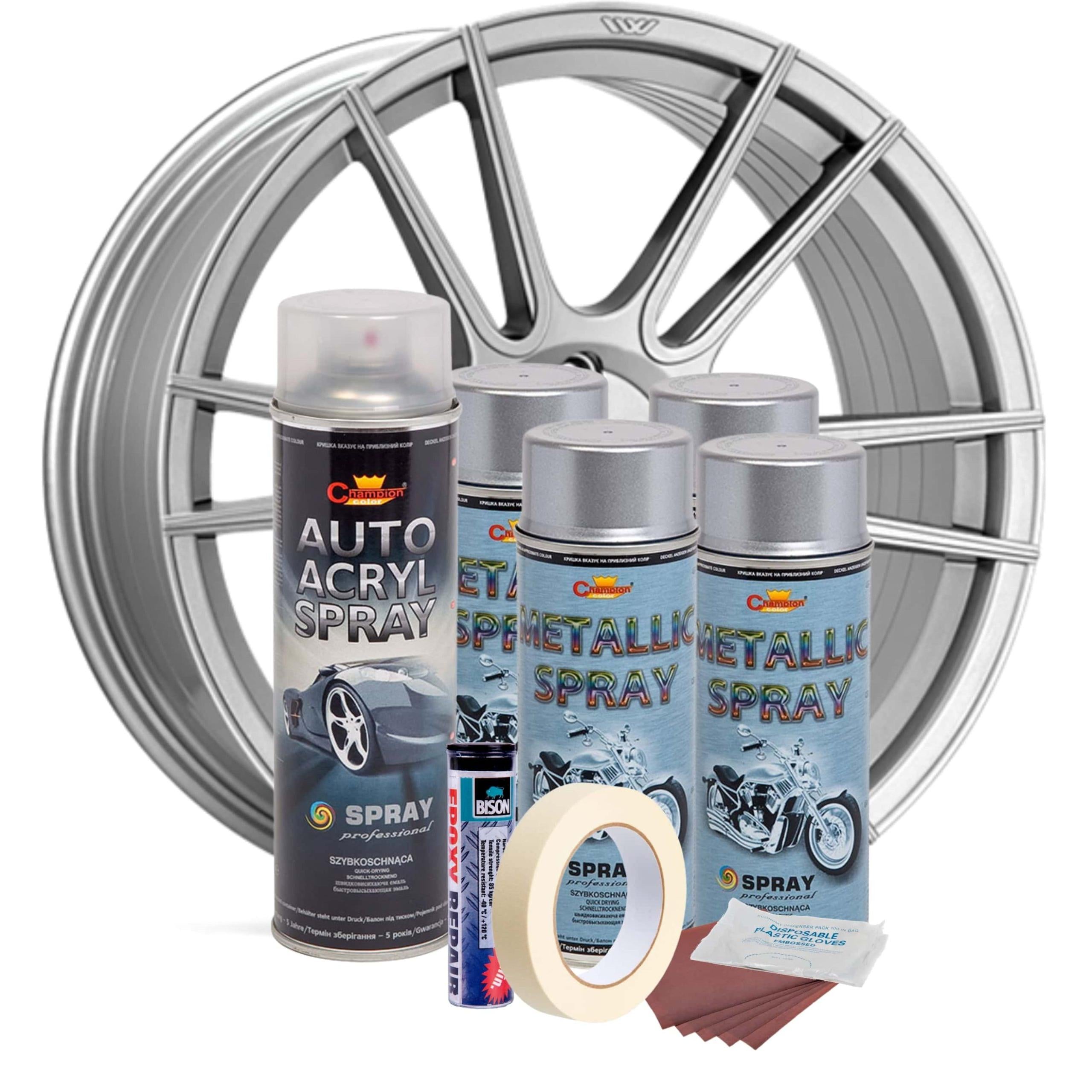 Kit complet reparatie si vopsire jante culoare Argintiu Metalizat, V4-1
