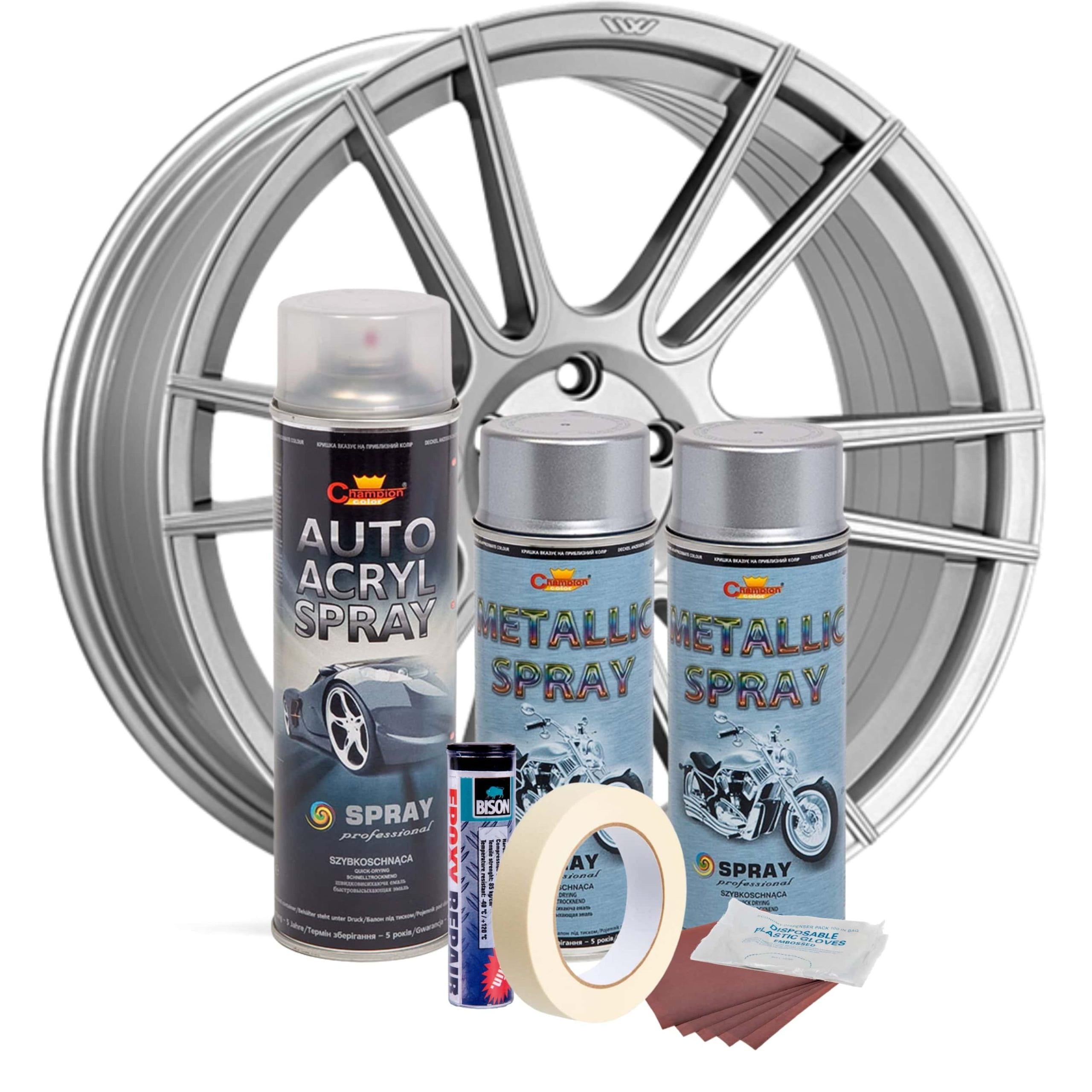 Kit complet reparatie si vopsire jante culoare Argintiu Metalizat, V2-1