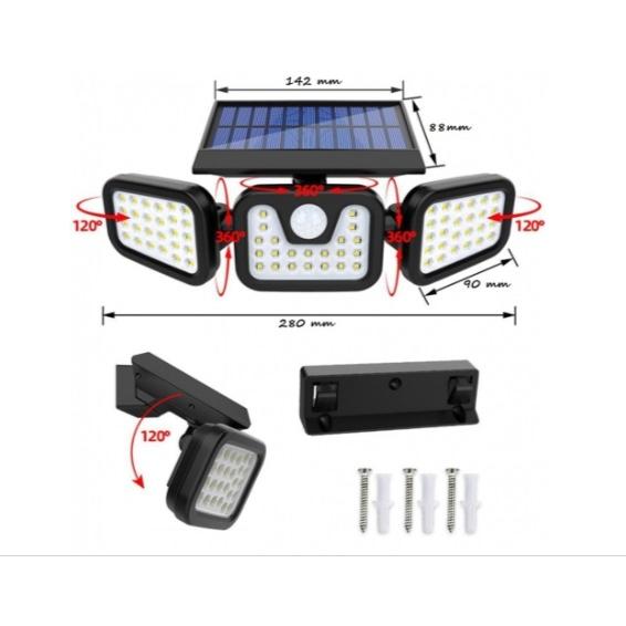 Lampa Solara LED, reglabila, model TRIO, cu senzor crepuscular si senzor de miscare-5