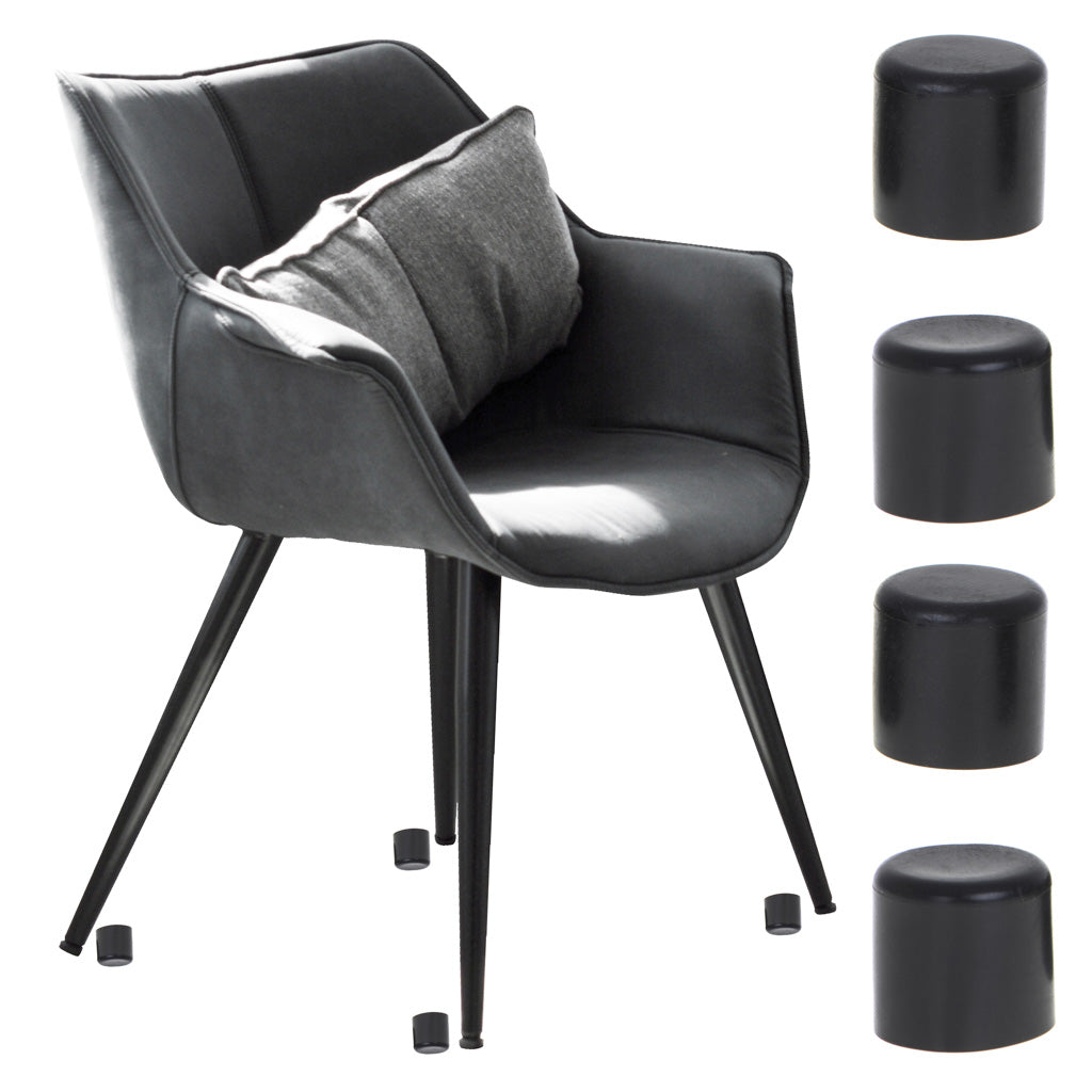Set 4 buc. protectii anti-zgarieturi picioare scaun, diametru 19mm, culoare neagra-0