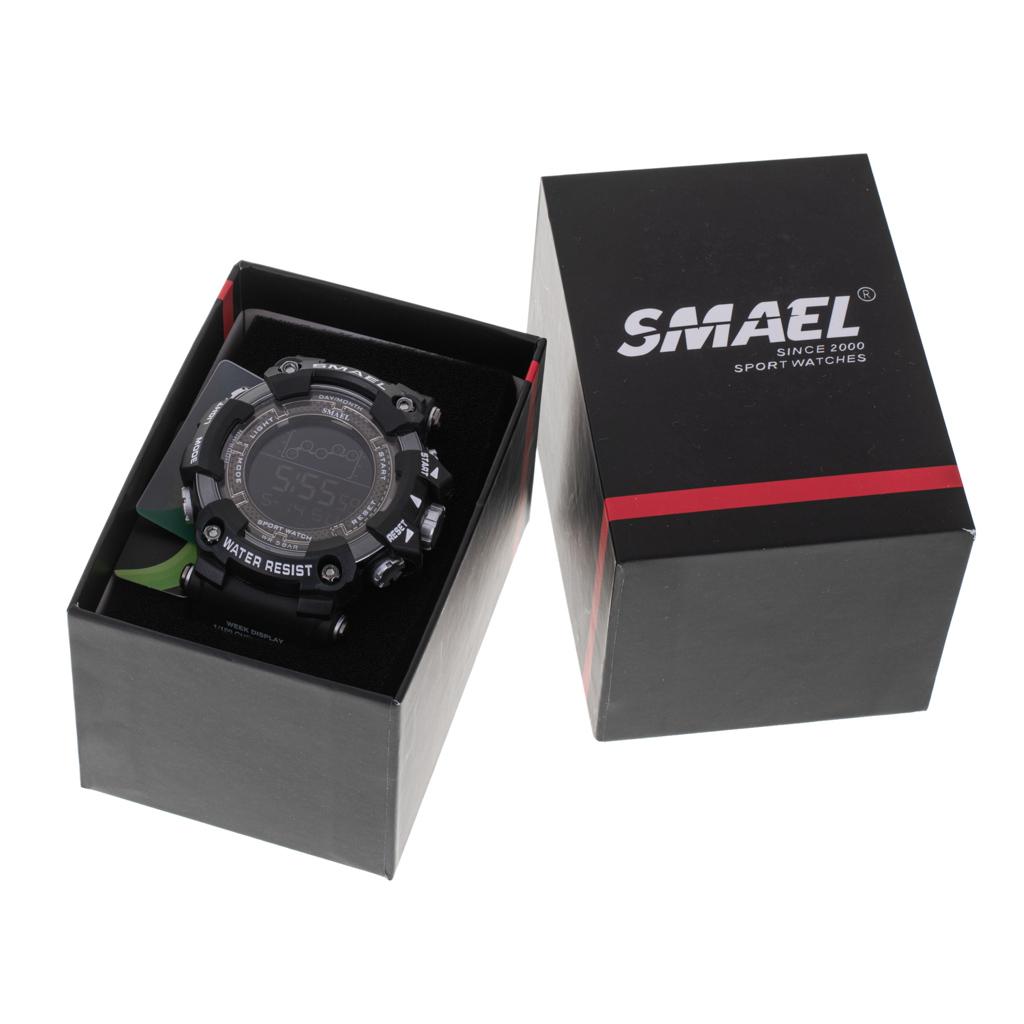 Ceas Militar pentru barbati, SMAEL, impermeabil, afisaj LED, culoare Negru-7