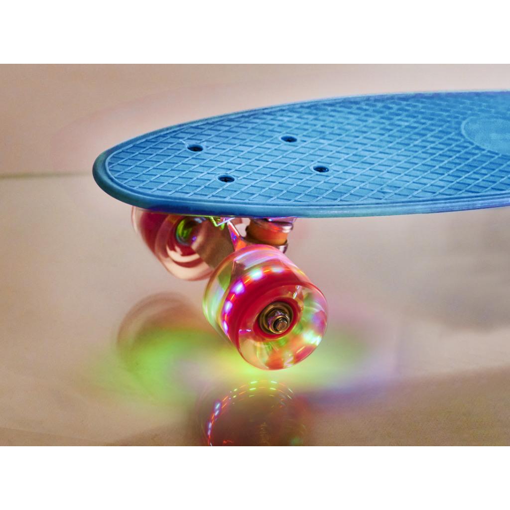 Skateboard Penny Board pentru copii cu roti din cauciuc, iluminate LED, culoare Albastra-4