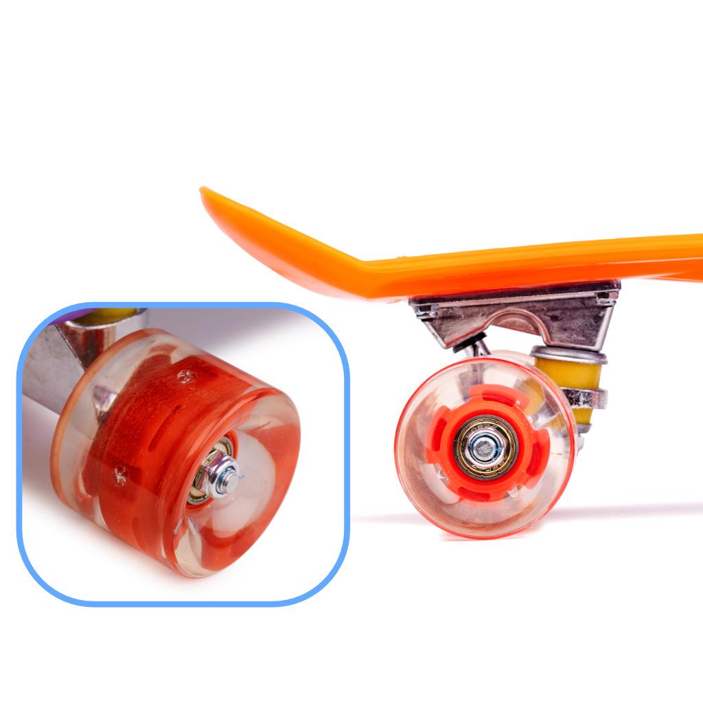 Skateboard Penny Board pentru copii cu roti din cauciuc, iluminate LED, culoare Orange-3
