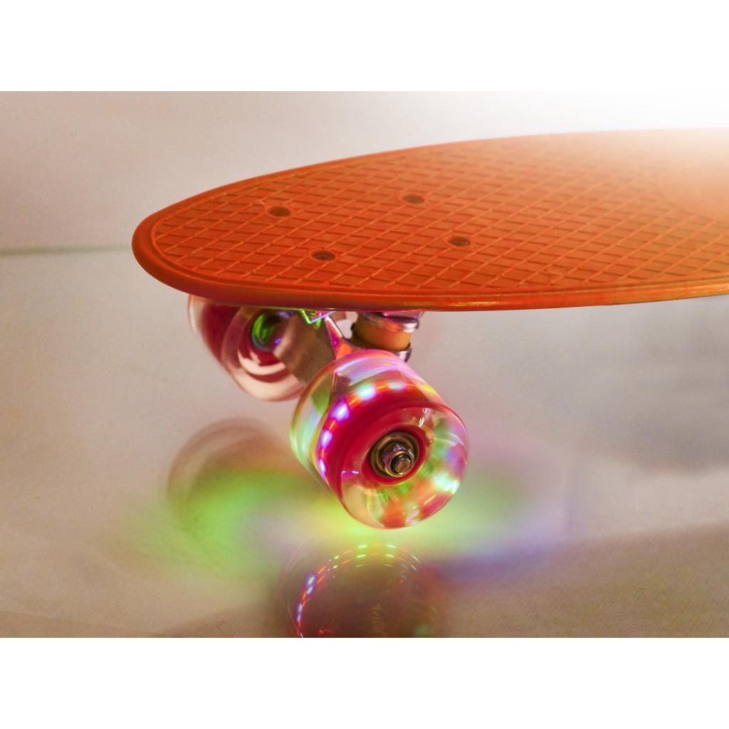 Skateboard Penny Board pentru copii cu roti din cauciuc, iluminate LED, culoare Orange-4