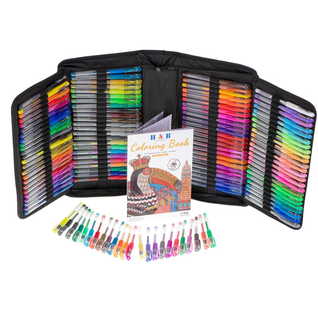 Set 242 piese, Pixuri cu gel multicolor + Rezerve + Carte de colorat + Penar-0