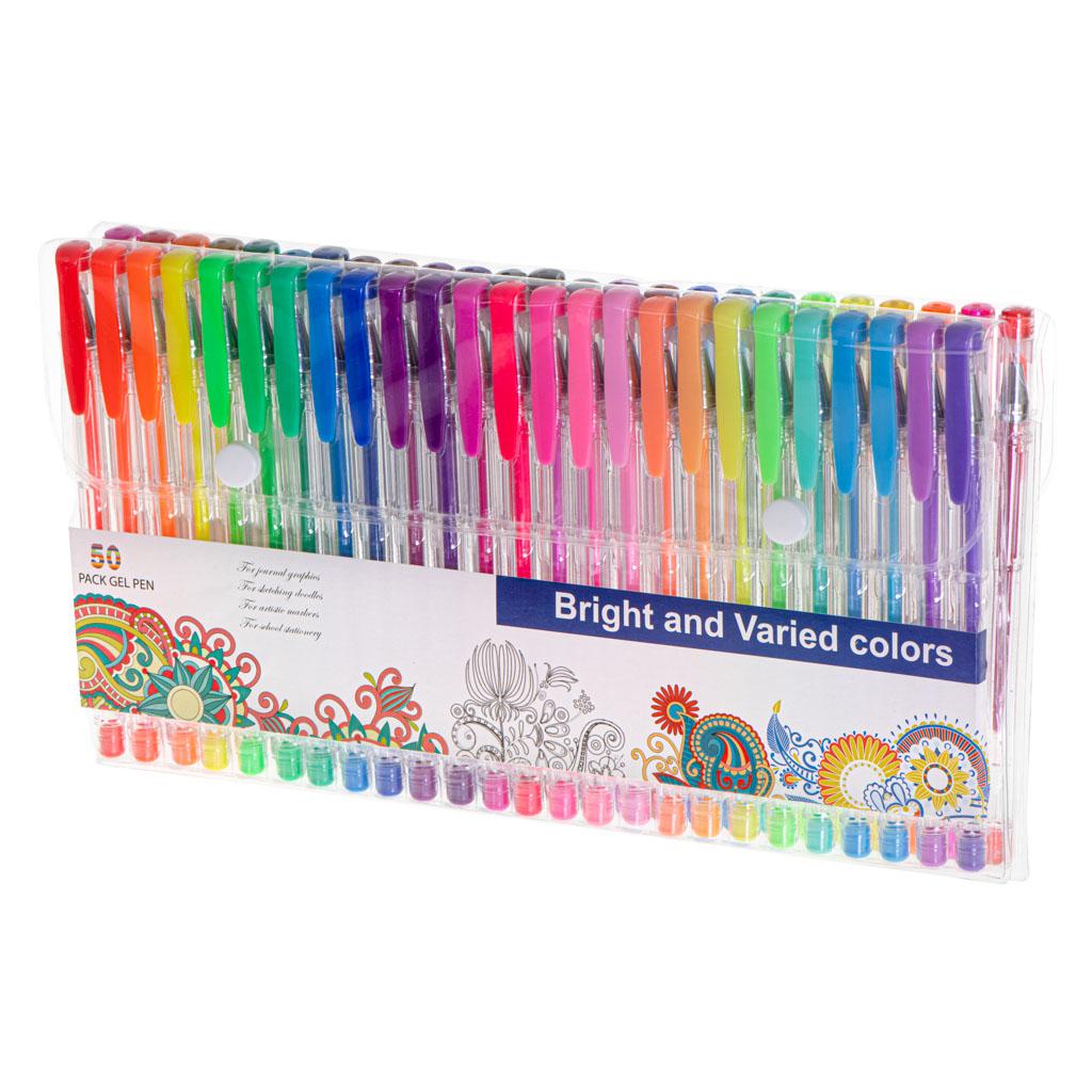 Set 50 piese, Pixuri cu gel multicolor cu sclipici (glitter)-7