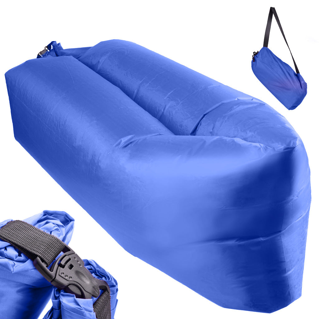 Saltea Autogonflabila "Lazy Bag" tip sezlong, 230 x 70cm, culoare Bleumarin, pentru camping, plaja sau piscina-0