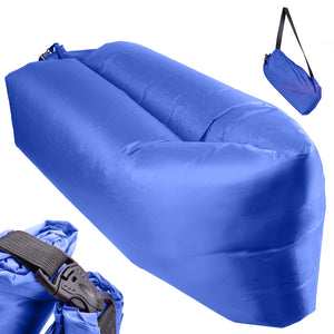 Saltea Autogonflabila "Lazy Bag" tip sezlong, 230 x 70cm, culoare Bleumarin, pentru camping, plaja sau piscina-0