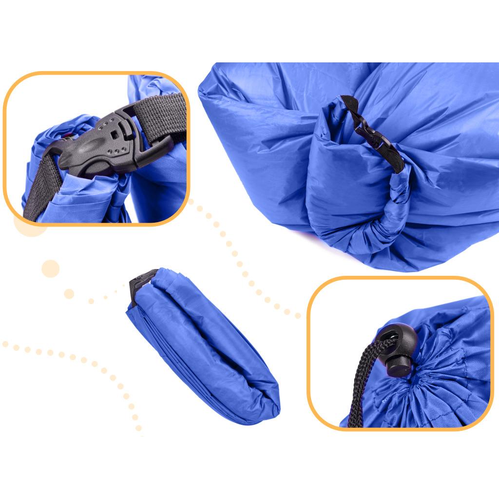 Saltea Autogonflabila "Lazy Bag" tip sezlong, 230 x 70cm, culoare Bleumarin, pentru camping, plaja sau piscina-1
