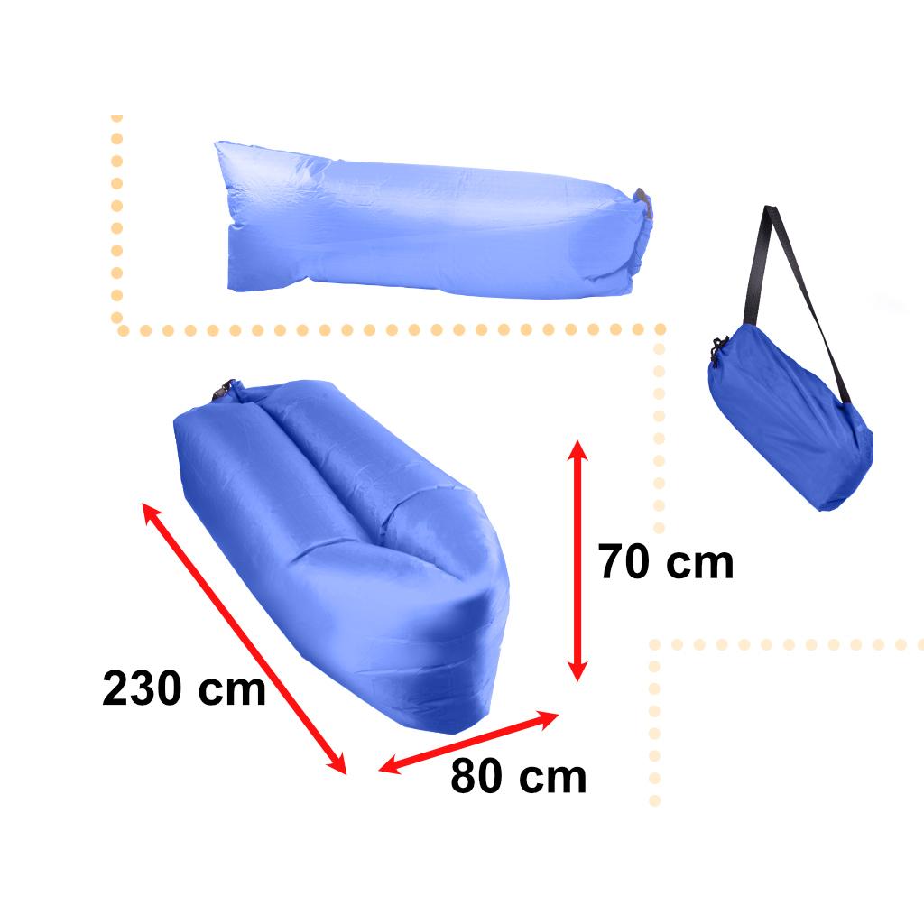 Saltea Autogonflabila "Lazy Bag" tip sezlong, 230 x 70cm, culoare Bleumarin, pentru camping, plaja sau piscina-2
