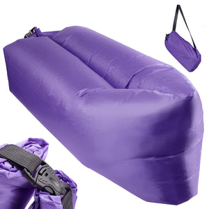 Saltea Autogonflabila "Lazy Bag" tip sezlong, 230 x 70cm, culoare Violet, pentru camping, plaja sau piscina-0