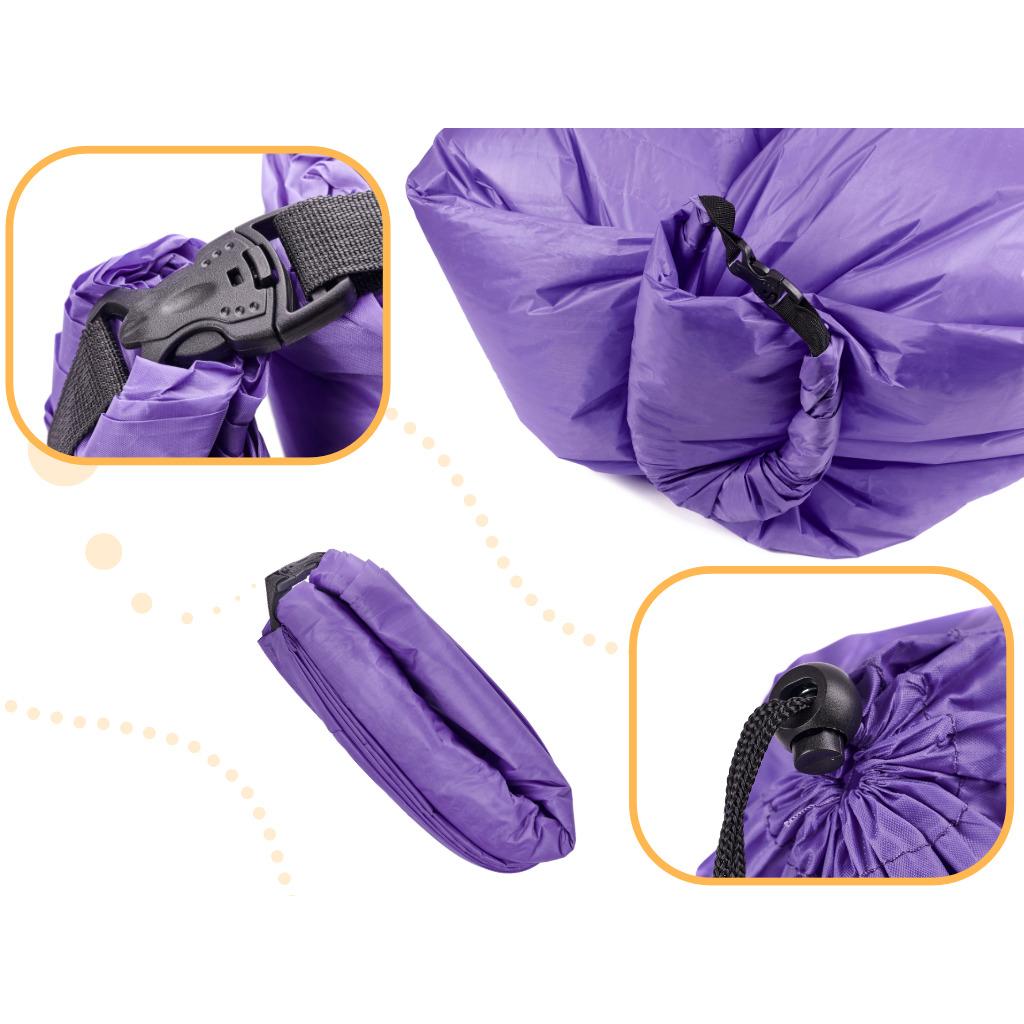 Saltea Autogonflabila "Lazy Bag" tip sezlong, 230 x 70cm, culoare Violet, pentru camping, plaja sau piscina-1