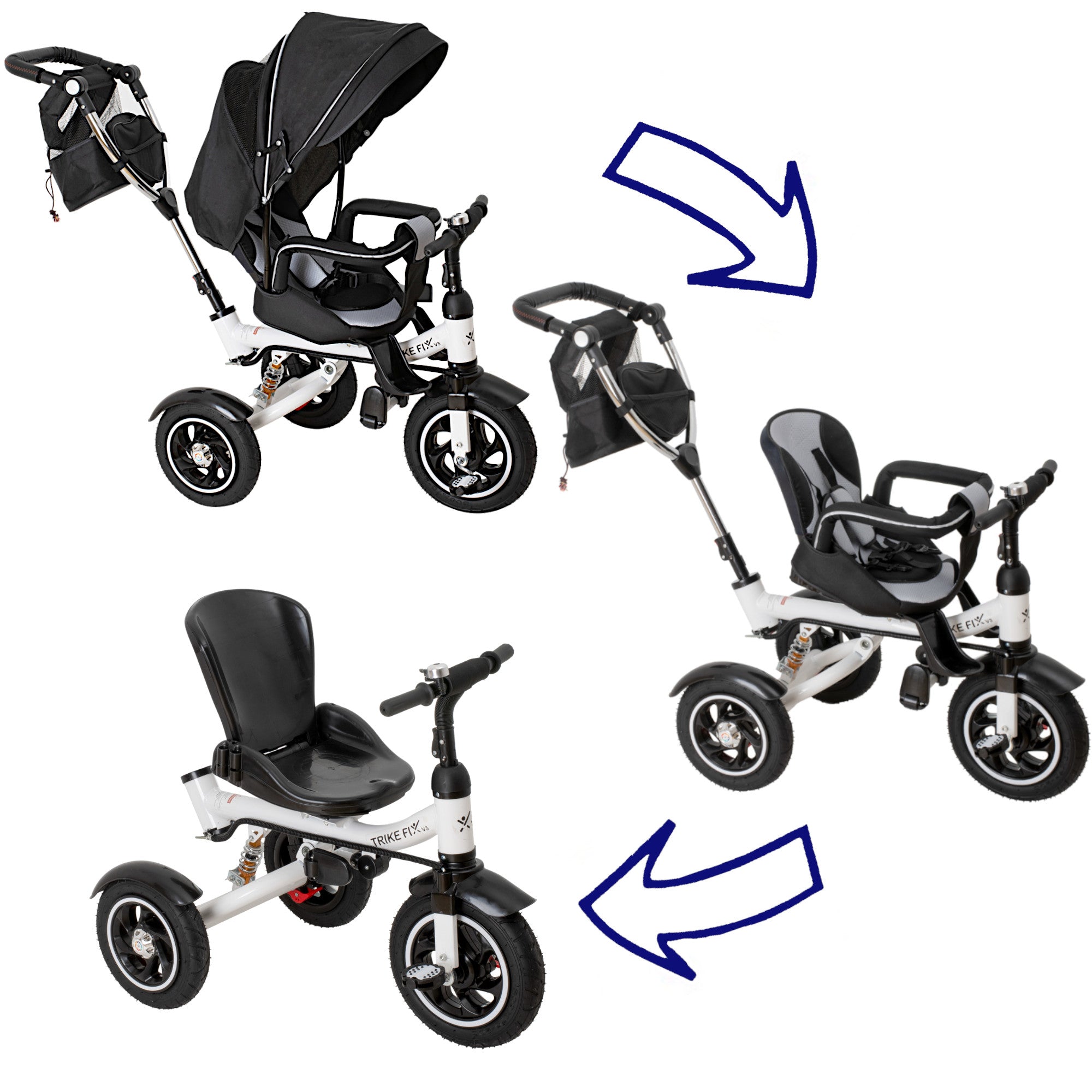 Tricicleta si Carucior pentru copii Premium TRIKE FIX V3 culoare Gri-36